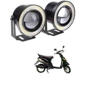 Kozdiko 2 Pcs 15W 3.5 inch High Power White LED Projector COB Fog Light Set with White Angel Eye Ring for Bajaj Spirit 640, koz_88434