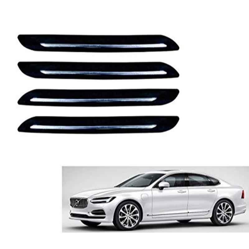 Kozdiko 4 Pcs PVC Black Car Bumper Protector Set with Chrome Strip for Volvo S90