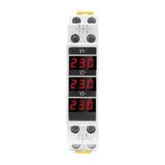 Yokins 80-500VAC ABS Three Phase DIN Rail Mounted Type Voltmeter with LED Display, DIN-3V3