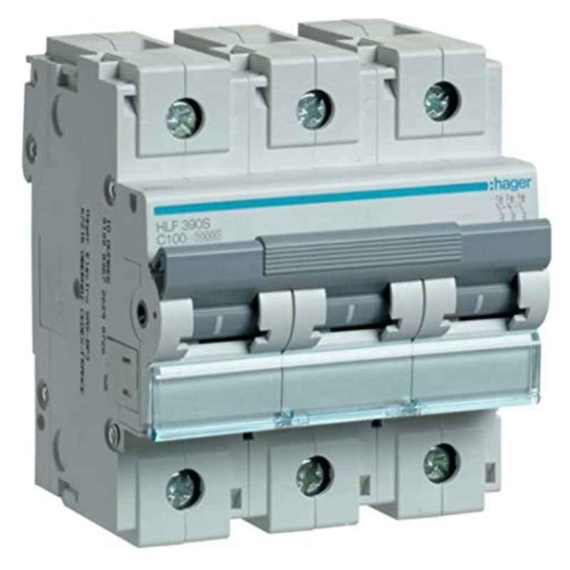 Hager 100A 10kA Three Pole Miniature Circuit Breaker, HLF390S
