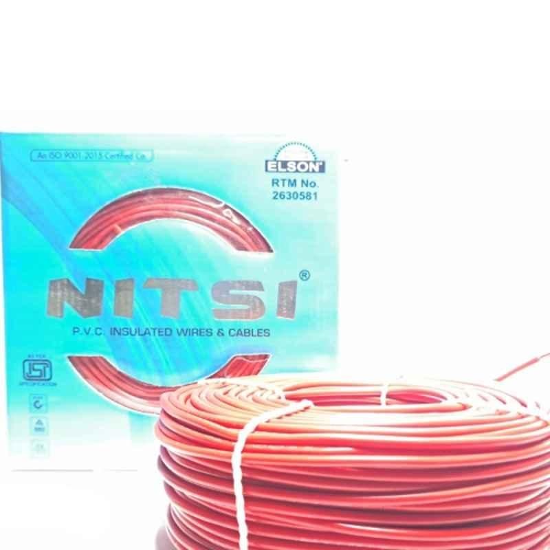 NITSI 1 Sqmm Single Core Red FR PVC Insulated CCR Copper Wire for Domestic & Industrial Purpose, Length: 91 m