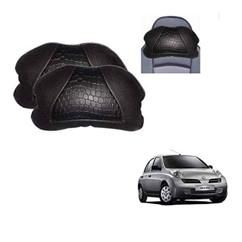Kozdiko 2 Pcs Black Neck Rest Cushion Pillow Set for Nissan Micra