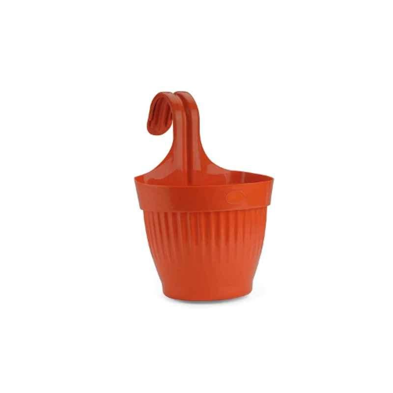 Gardens Need 11.5x18x26.5cm 100% Virgin Plastic Dzire Pot-07 Orange Hanging Planter, (Pack of 5)