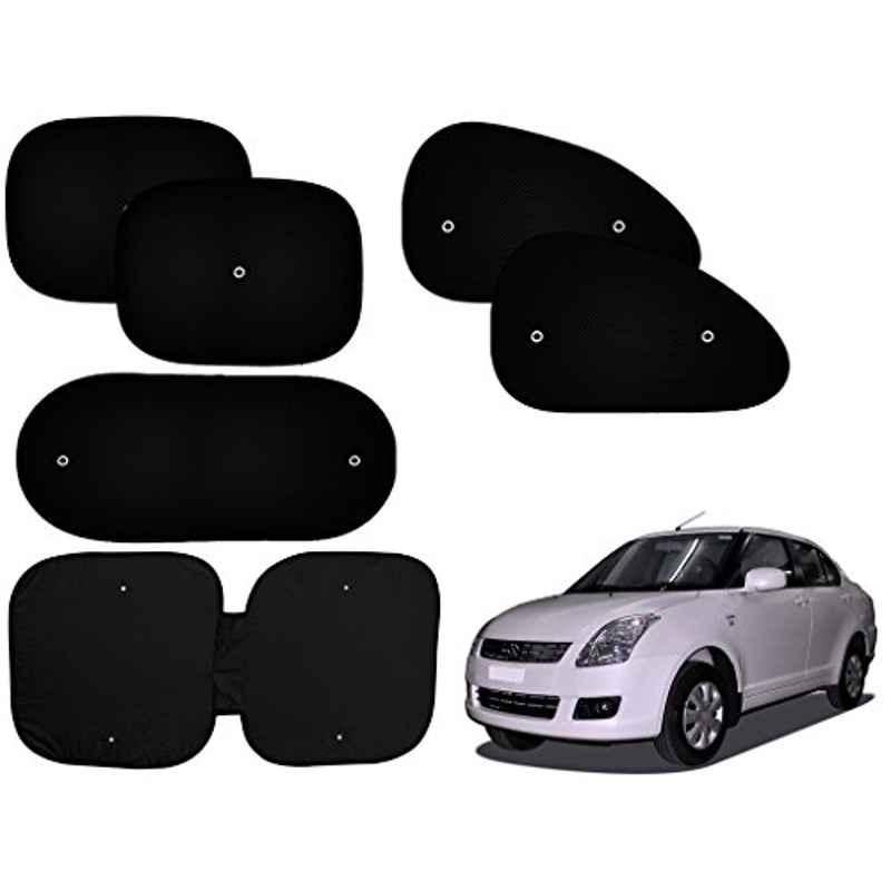 Auto Pearl 6 Pcs PVC & Mesh Black Window, Front & Rear Sun Shade Set for Maruti Suzuki Swift Dzire Old