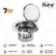 Ruhe 5x5 inch 304 Grade Stainless Steel Round Full Moon Cockroach Drain with Trap, 16-0408-03