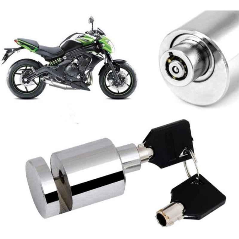 Auto Pearl Stainless Steel Silver Heavy Duty Anti Theft Motorcycle Disc Brake Lock, Lock-262