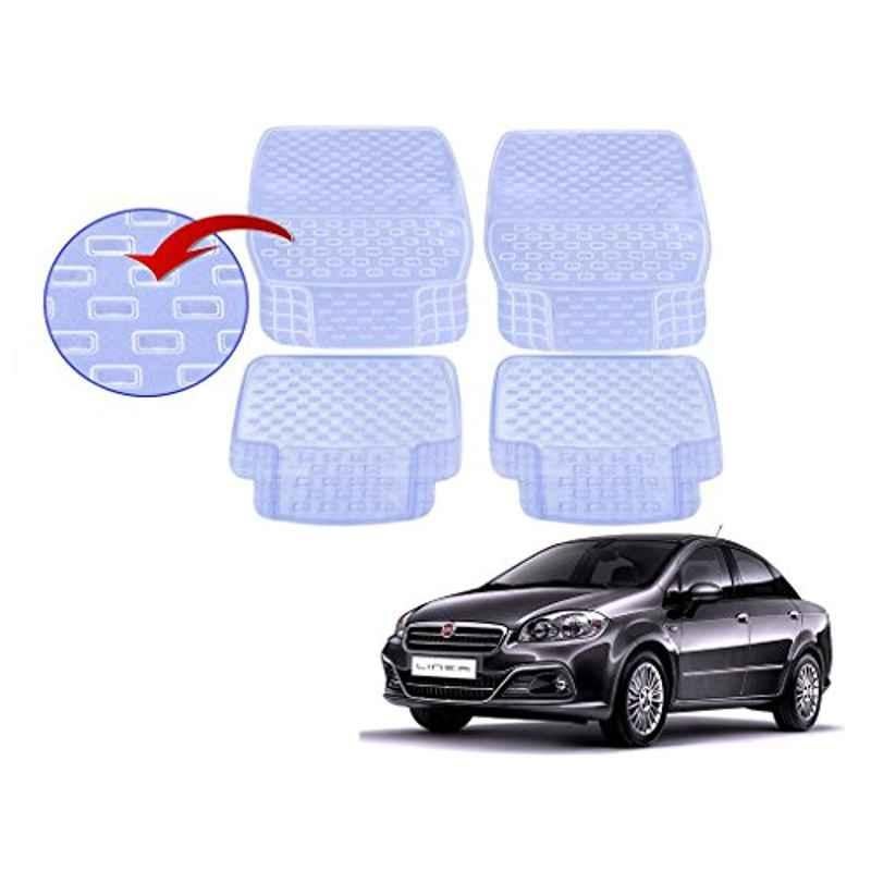 Kozdiko 93043 4 Pcs Rubber & PVC Clear Car Floor Mat Set for Fiat Linea