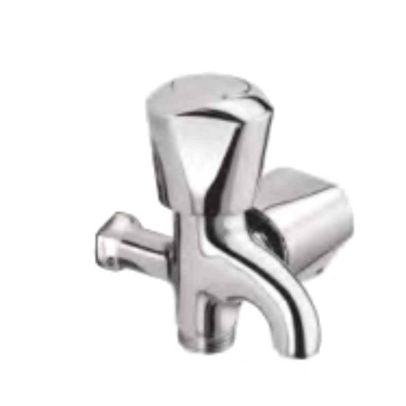 Somany Dhaara Brass Chrome Finish Two Way Bib Tap without Wall Flange, 272210120051