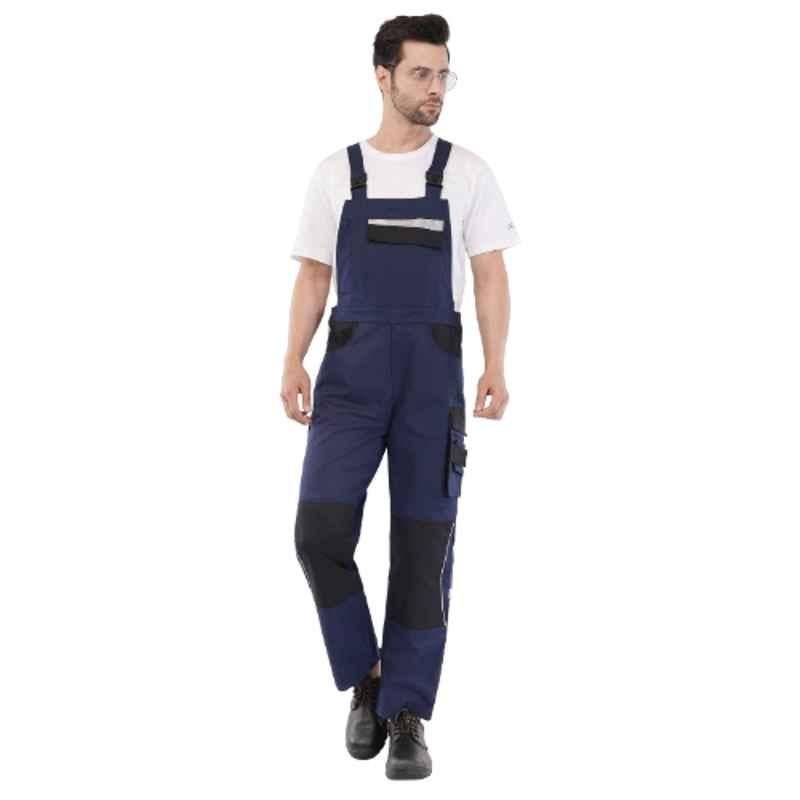 Atacama Colorado Poly Cotton Blend Twill Navy Blue & Black Industrial Bib Trouser with Reflective Strip, ABP001NY, Size: 30