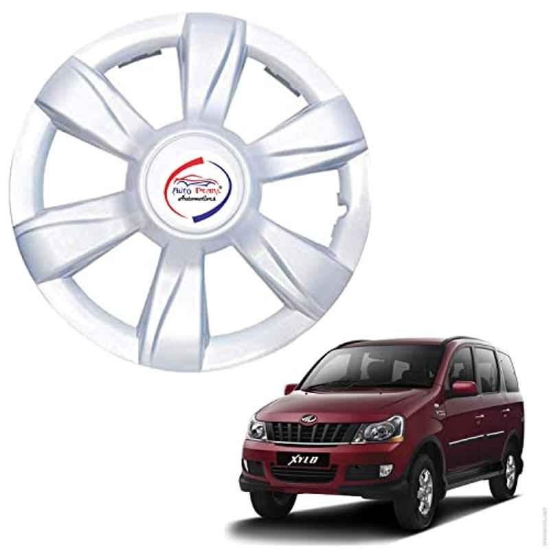 Auto Pearl 4 Pcs 15 inch ABS Xylo Silver Hubcap Wheel Cover Set with Retention Ring for Mahindra Xylo
