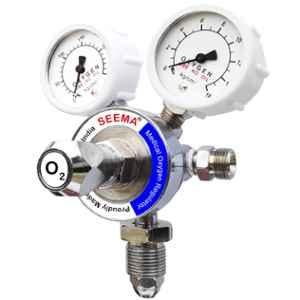 Seema 4 Bar Grey Single Stage Double Gauge Medical Oxygen Gas Pressure Regulator, S.SS.DG.F.MOX