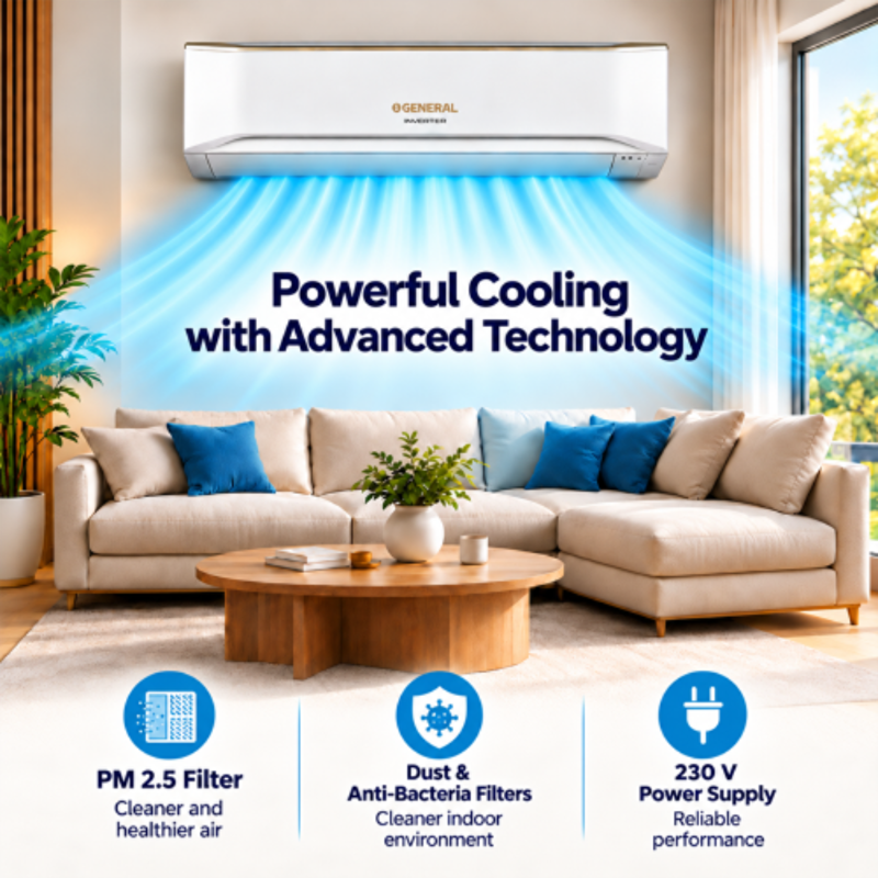 O General 1.5 Ton 4 Star Inverter Split AC, ASGG18CETB-B