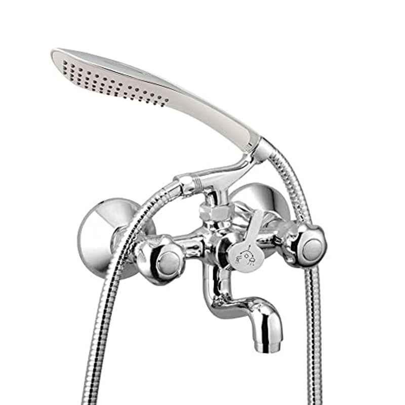 Mysis M-MN-19 Moon Brass Chrome Finish Wall Mixer with Hand Shower