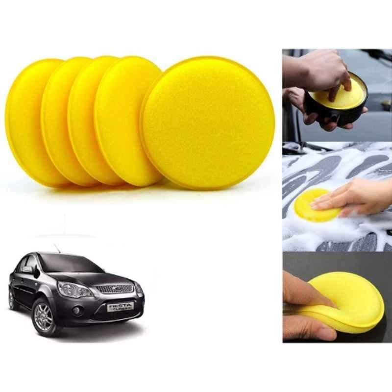 Auto Pearl Polyurethane Beige Washing & Waxing Polish Foam Sponge for Fiesta Classic 2011-2012 (Pack of 5)