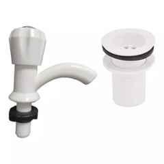 Fastgear PVC White Chrome Finish Bib Tap, FG1143 (Pack of 2)