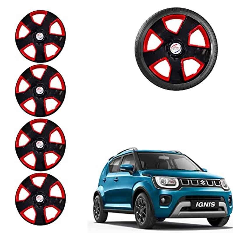 Auto Pearl 4 Pcs 15 inch ABS Black & Red Car Wheel Cover Set for Maruti Suzuki Ignis 2020