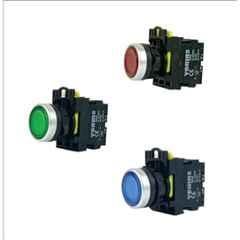 Yokins 3 Pcs 22mm 220V 1NO+1NC Red, Green & Blue Illuminated Push Button Set with Spring Return, EB2M-A-01D
