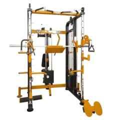 GYM24 Equipment 80kg Capacity Alloy Steel Black & Yellow Multi Functional Trainer Smith Machine & PEC Fly with Rear DELT, G24FTSP-701