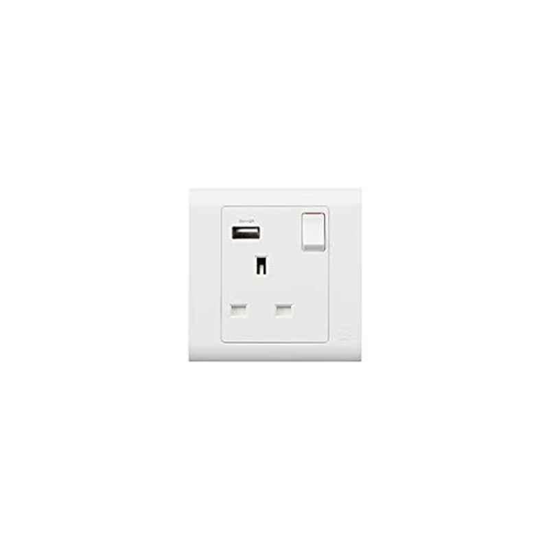 MK Electric 13A 1 Gang Switch with USB Charging Port, MV24354WHI