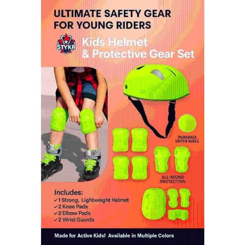 STYRKR 7 Pcs Plastic & EVA Foam Neon Skating Guards for Kids Men & Women Skating Protection Kit-12 Skating Kit