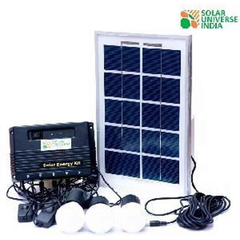 SUI Lithium Ion Solar Home Lighting System Power Pack with multiple LED bulbs - 45Wh Battery & 8W Solar Panel