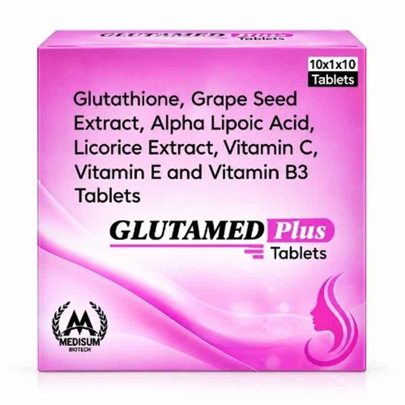 Medisum Biotech 100 Pcs Glutamed Plus Tablet for Brightens Skin Tone & Boosts Immunity