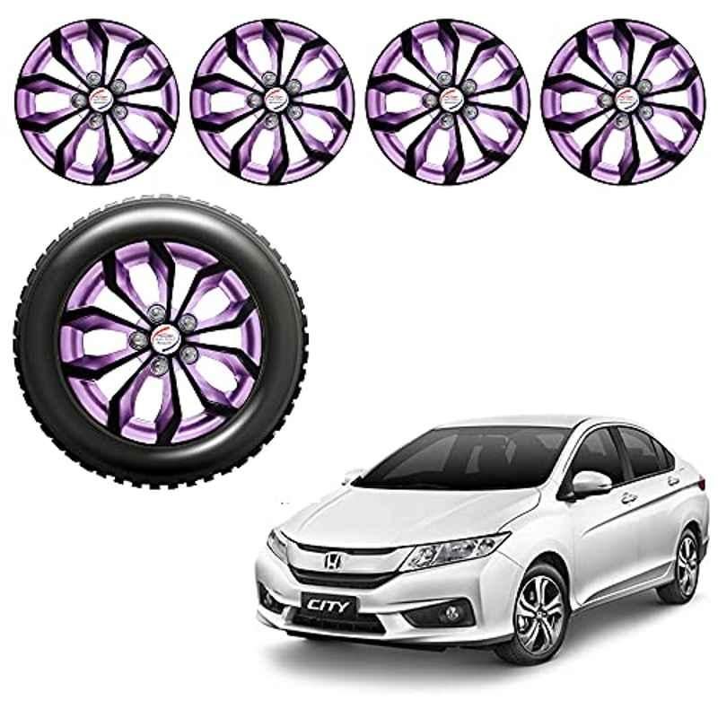 Auto Pearl 4 Pcs 15 inch ABS Black & Violet Car Wheel Cover Set for Honda City Ivtec