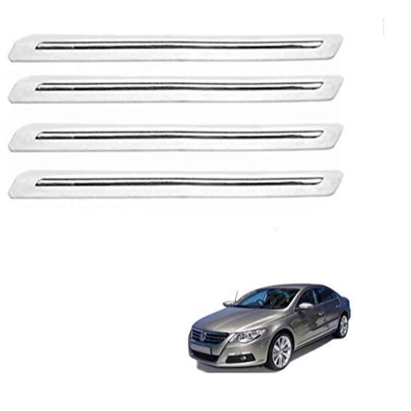 Kozdiko 4 Pcs PVC White Car Bumper Protector Set with Chrome Strip for Volkswagen Passat