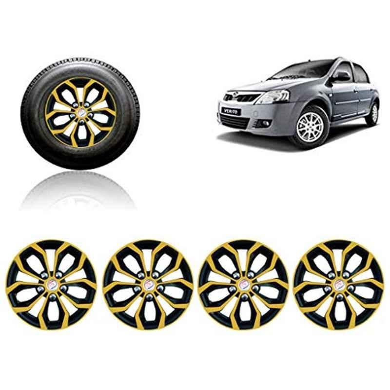 Auto Pearl 4 Pcs 14 inch ABS Golden & Black Car Wheel Cover Set for Mahindra Varito