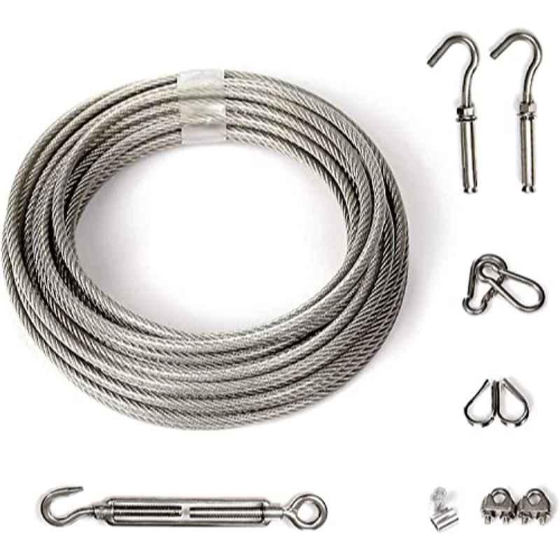 Aqson 30ft Stainless Steel Hanging Wire Rope with Turnbuckle & Hooks