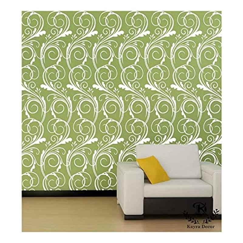 Kayra Decor 16x24 inch PVC Swirl Floral Wall Design Stencil, KHS350