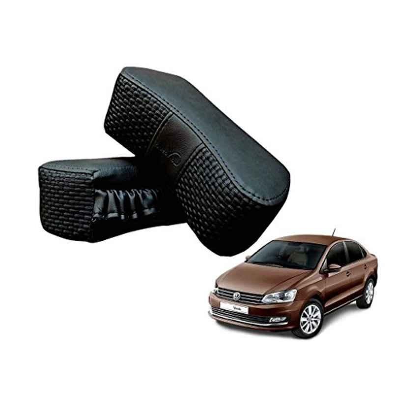 Kozdiko 2 Pcs Memory Foam Black Luxurious Neck Rest Set for Volkswagen Vento, koz_15516