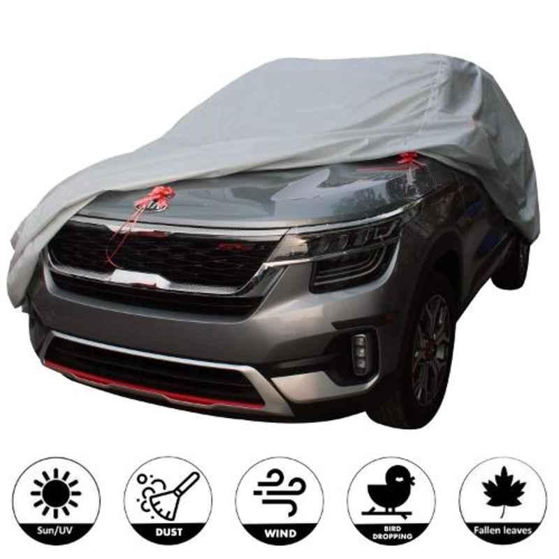 AllExtreme K7002 Silver Custom Fit Car Body Cover without Mirror Pocket for Kia Seltos