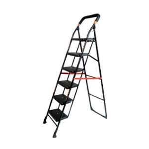 Inaithiram SL6SDLX 150kg 6 Step CRC Black Powder Coated Foldable Step Ladder with Anti Slip & Safety Clutch Lock