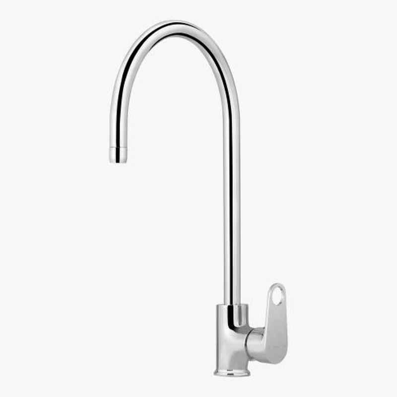 Kerovit Hydrus Plus Silver Chrome Finish Single Lever Deck Mounted Sink Mixer with Swivel Spout, KB511047