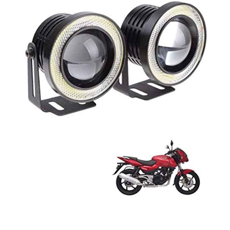 Kozdiko 2 Pcs 15W 3.5 inch High Power White LED Projector COB Fog Light Set with White Angel Eye Ring for Bajaj Pulsar 150, koz_88261