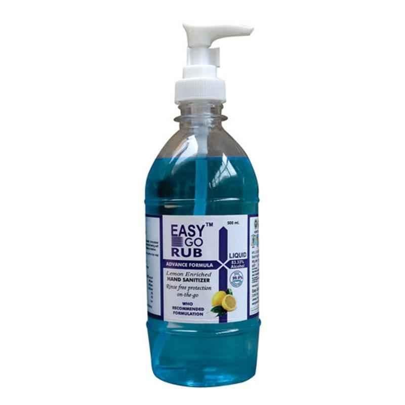 Easy Go Rub 500ml 83% Ethyl Alcohol Liquid Based Hand Sanitizer with Dispenser