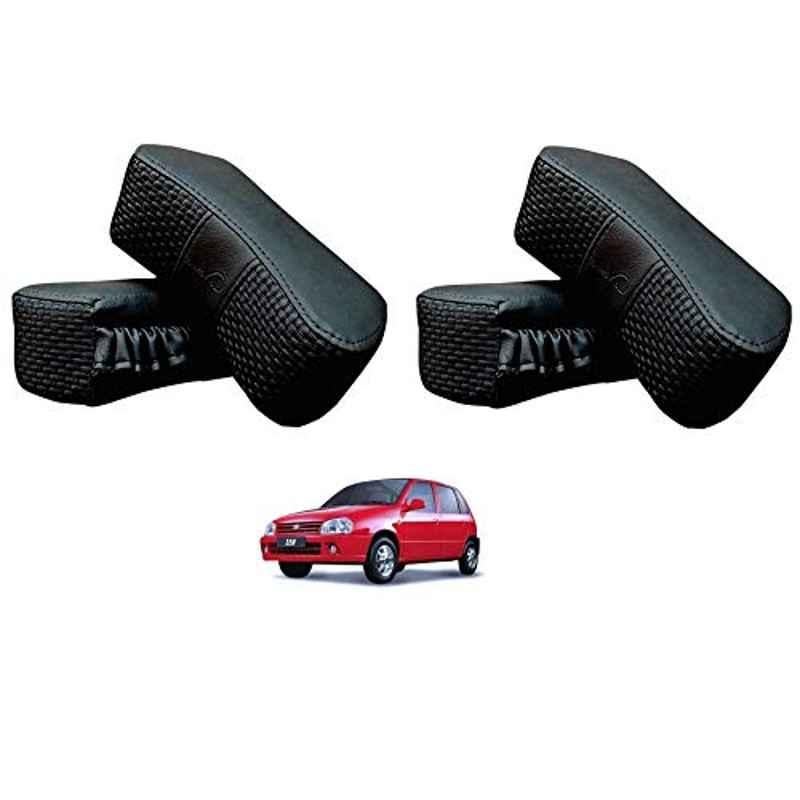 Kozdiko 4 Pcs CV Designer Black Leatherite Neck Rest Car Cushion Pillow Set for Maruti Suzuki Zen
