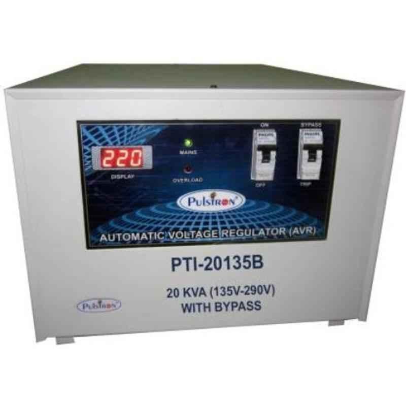 Pulstron PTI-20135B 20kVA 135-290V Single Phase Grey Bypass Automatic Mainline Voltage Stabilizer