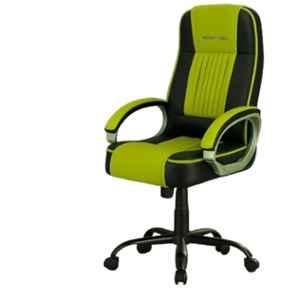 Newturn Paris Leatherette Black & Parrot Green High Back Office Chair with Heavy Metal Base