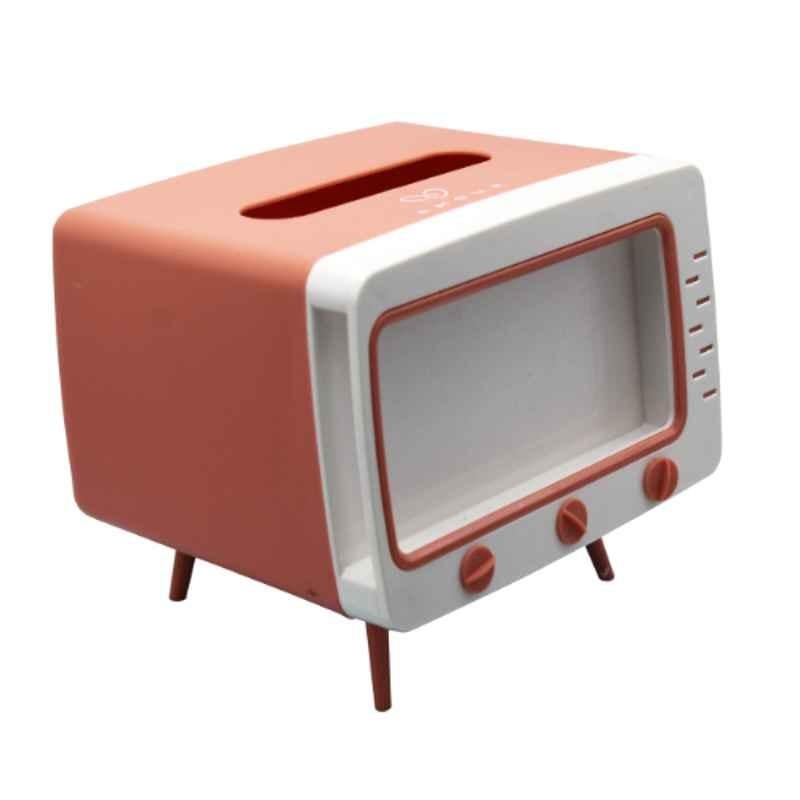Amour Plastic Pink Phone Holder with TV Shaped Tissue Box