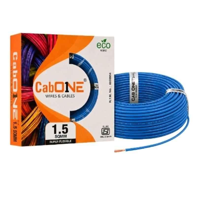 CabONE 1.5 Sqmm Blue FR PVC Multi Strand Electrical Wire, CabONE015, Length: 90m