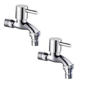 IRIS Stainless Steel Washing Machine Bib Cock Tap (Pack of 2)