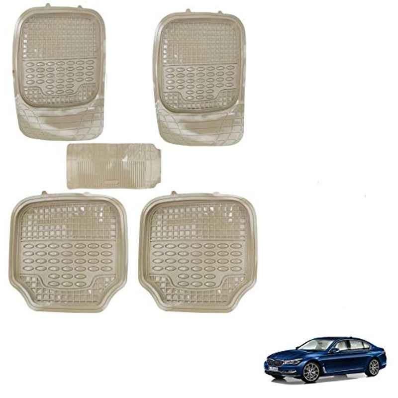 Kozdiko 5 Pcs 4G Beige Rubber & PVC Heavy Car Foot Mat Set for BMW 7 Series, koz_81103