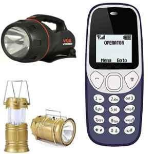 Combo of Homepro LED Solar Emergency Lantern with VOX VOX8000 5W Flashlight Torch & I kall K71 1.4Inches Mobile Phone