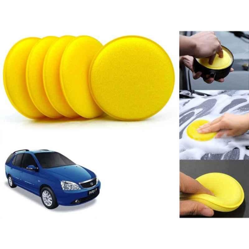 Auto Pearl Polyurethane Beige Washing & Waxing Polish Foam Sponge for Indigo Marina (Pack of 5)