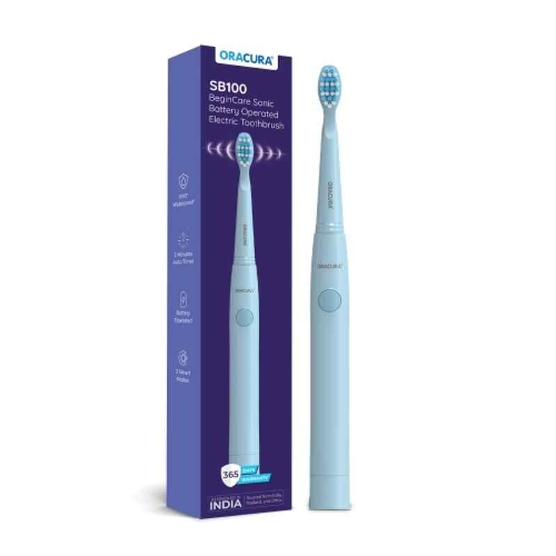 Oracura SB100 Sonic Lite Blue Electric Battery Operated Toothbrush with 1 Year Warranty