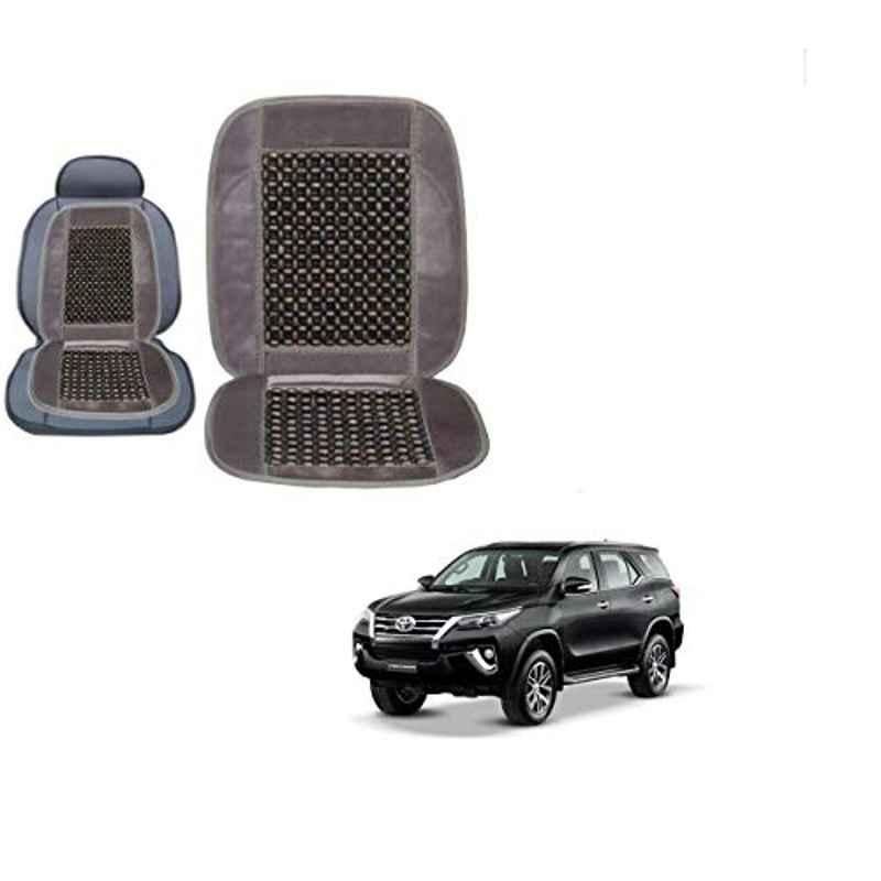 Kozdiko Wooden Bead Seat with Grey Velvet Border for Toyota Fortuner 2016