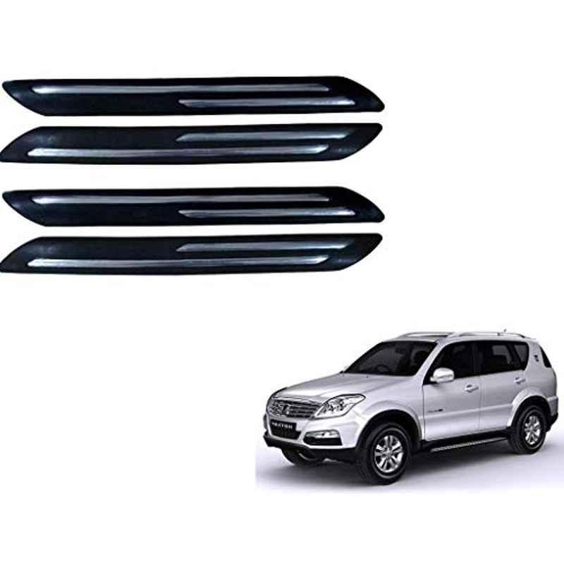 Kozdiko 4 Pcs Double Chrome Bumper Protector Black Set for Mahindra Rexton
