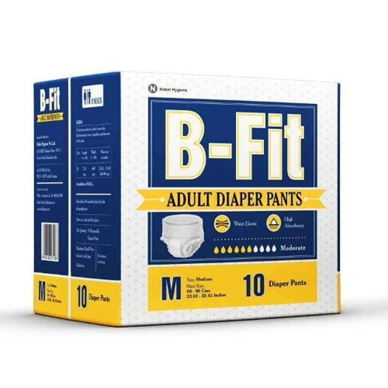 B Fit 10 Pcs 60-90cm Medium Adult Pant Pullup Diaper Set